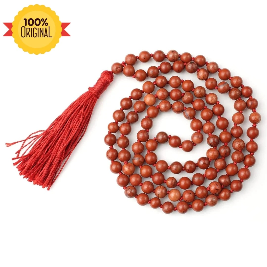 Red Jasper Mala Necklace 108 Mala Beads, 108 Prayer Beads,